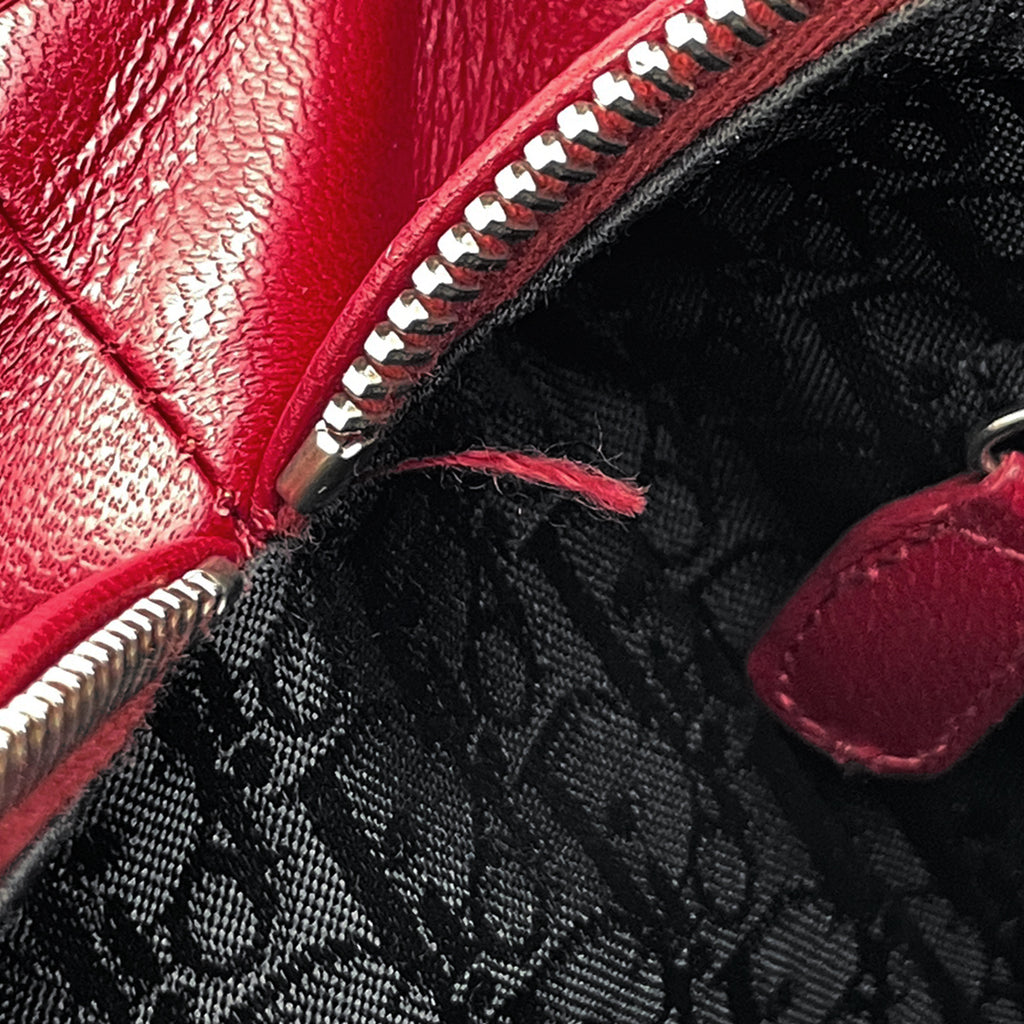 クリスチャンディオール レディディオール カナージュ 2WAY ショルダーバッグ ミディアム ハンドバッグ レザー レッド レディース 【中古】brbag