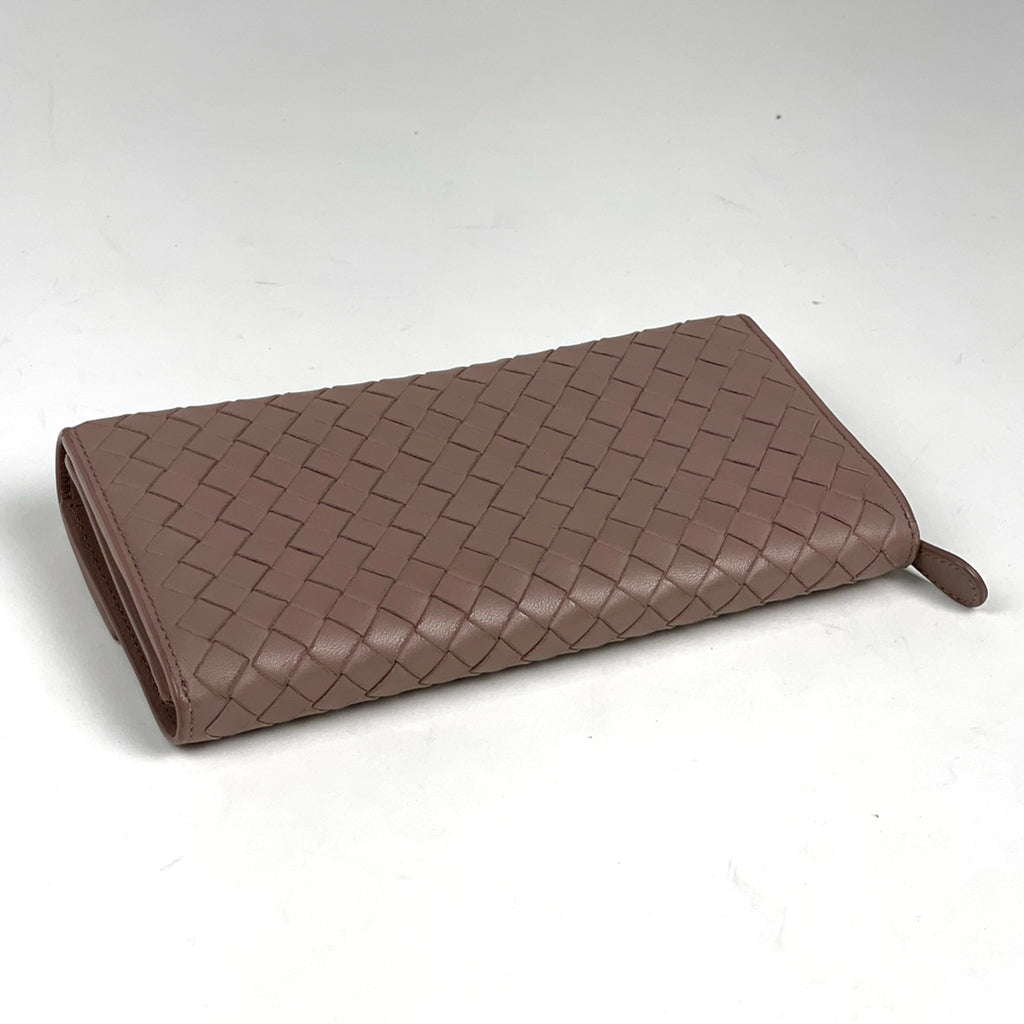 ボッテガヴェネタ イントレチャート 長財布 ナッパ 札入れ カード入れ 長財布 レザー ピンク レディース 【中古】brbag