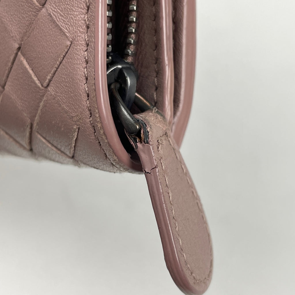 ボッテガヴェネタ イントレチャート 長財布 ナッパ 札入れ カード入れ 長財布 レザー ピンク レディース 【中古】brbag