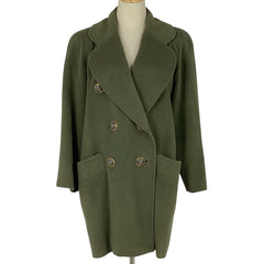 クリスチャンディオール ロゴボタン ウール コート カーキ ダブル コート その他コート グリーン レディース 【中古】brapp