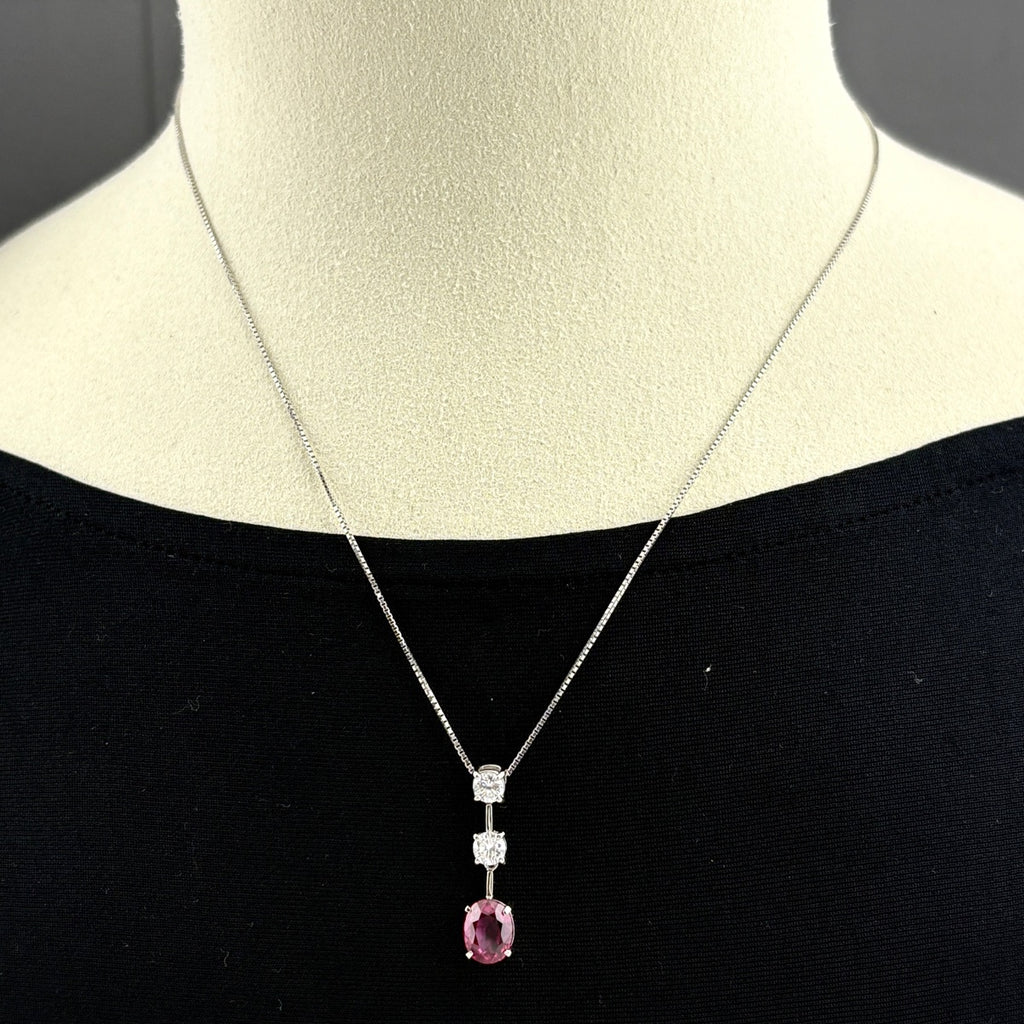 アジャスター 約45cm ルビー ネックレス プラチナ ペンダント メレダイヤ ダイヤモンド Pt900 Pt850 ルビー レディース 【中古】nbjwl