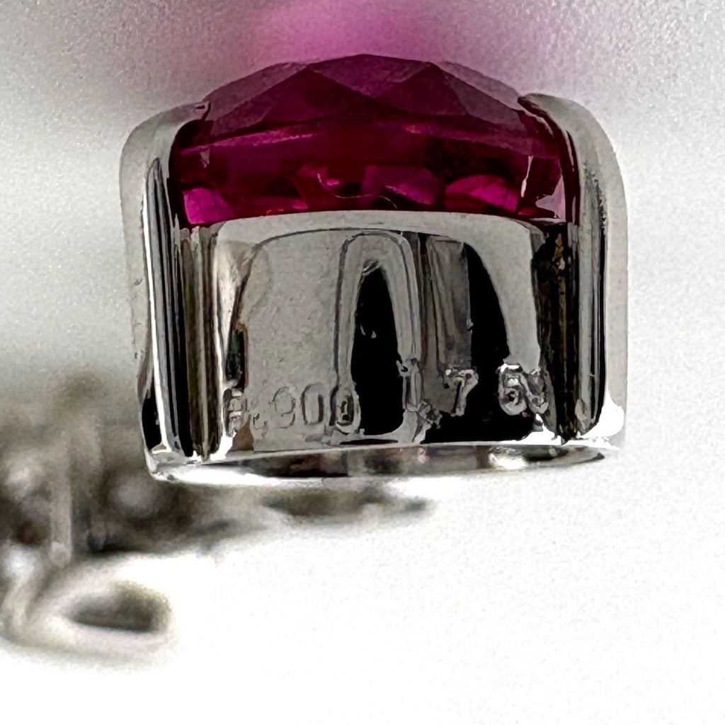 アジャスター 約45cm ルビー ネックレス プラチナ ペンダント メレダイヤ ダイヤモンド Pt900 Pt850 ルビー レディース 【中古】nbjwl