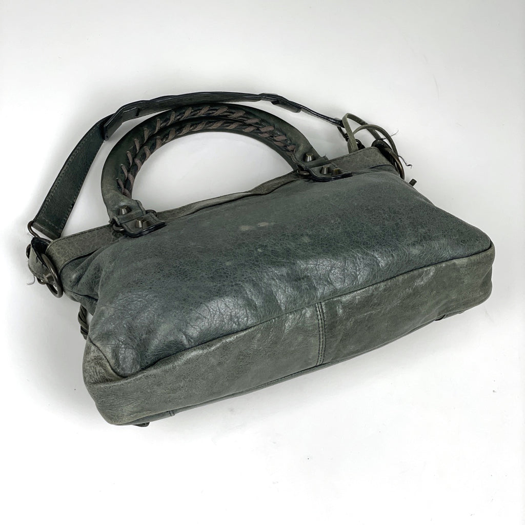 バレンシアガ ザ シティ 2WAY ショルダーバック カーキ ハンドバッグ レザー グリーンベージュ 213048 レディース 【中古】brbag