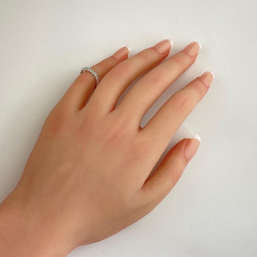 メレダイヤ デザインリング WG ホワイトゴールド 指輪 ピンキー リング 3号 K18 WG ダイヤモンド レディース 【中古】nbjwl