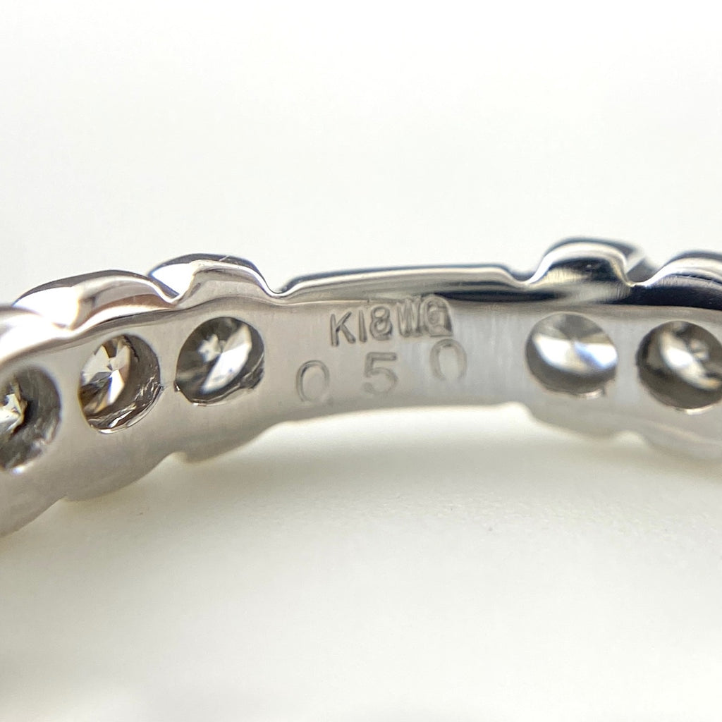 メレダイヤ デザインリング WG ホワイトゴールド 指輪 ピンキー リング 3号 K18 WG ダイヤモンド レディース 【中古】nbjwl