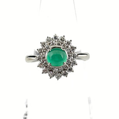 エメラルドキャッツアイ デザインリング プラチナ 指輪 メレダイヤ リング 8.4 Pt900 エメラルドキヤッツアイ レディース ノンブランドジュエリー 【中古】nbjwl