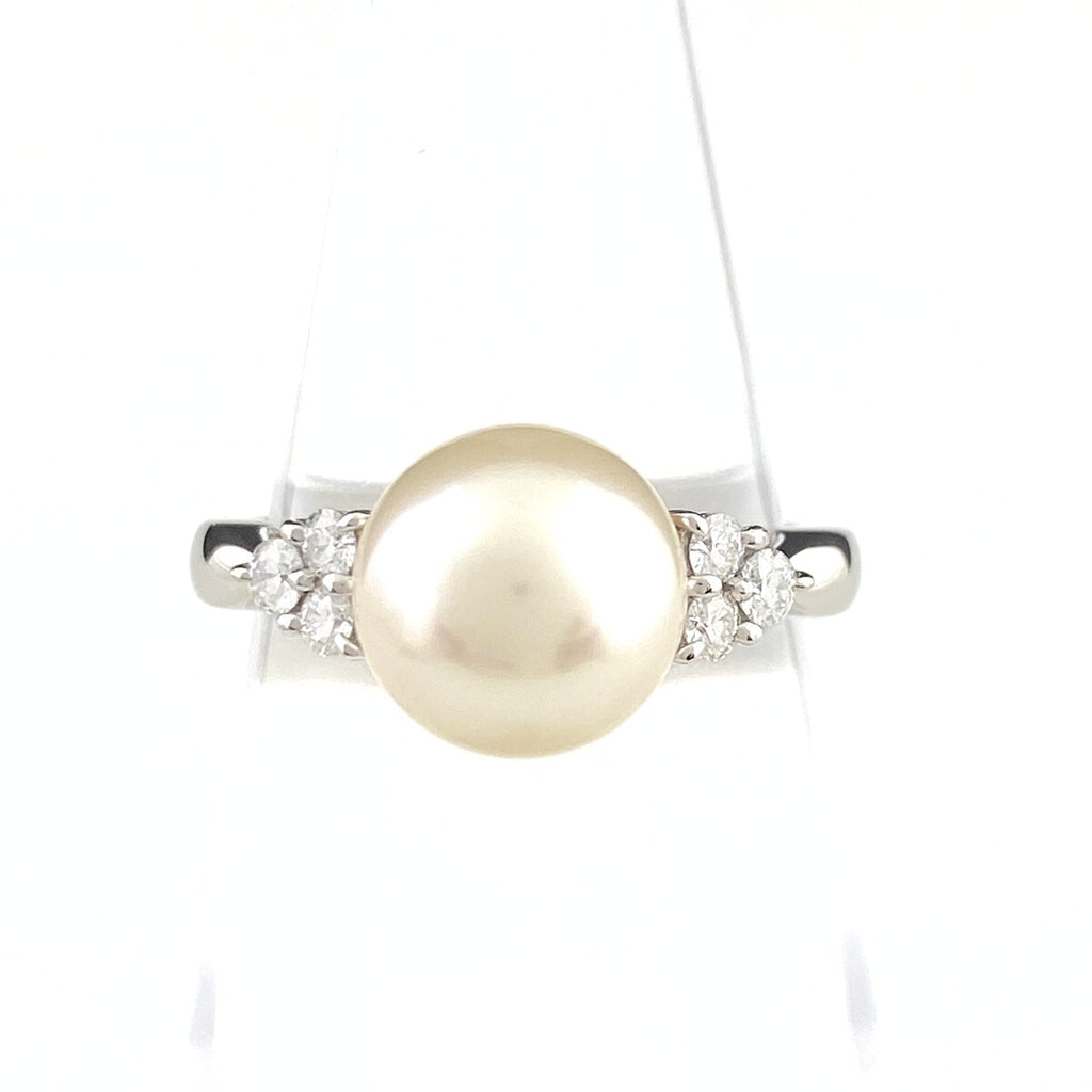 ミキモト パール デザインリング プラチナ 指輪 メレダイヤ 真珠 リング 11号 Pt950 パール ダイヤモンド レディース 【中古】brjwl