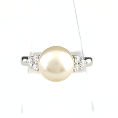 ミキモト パール デザインリング プラチナ 指輪 メレダイヤ 真珠 リング 11号 Pt950 パール ダイヤモンド レディース 【中古】brjwl