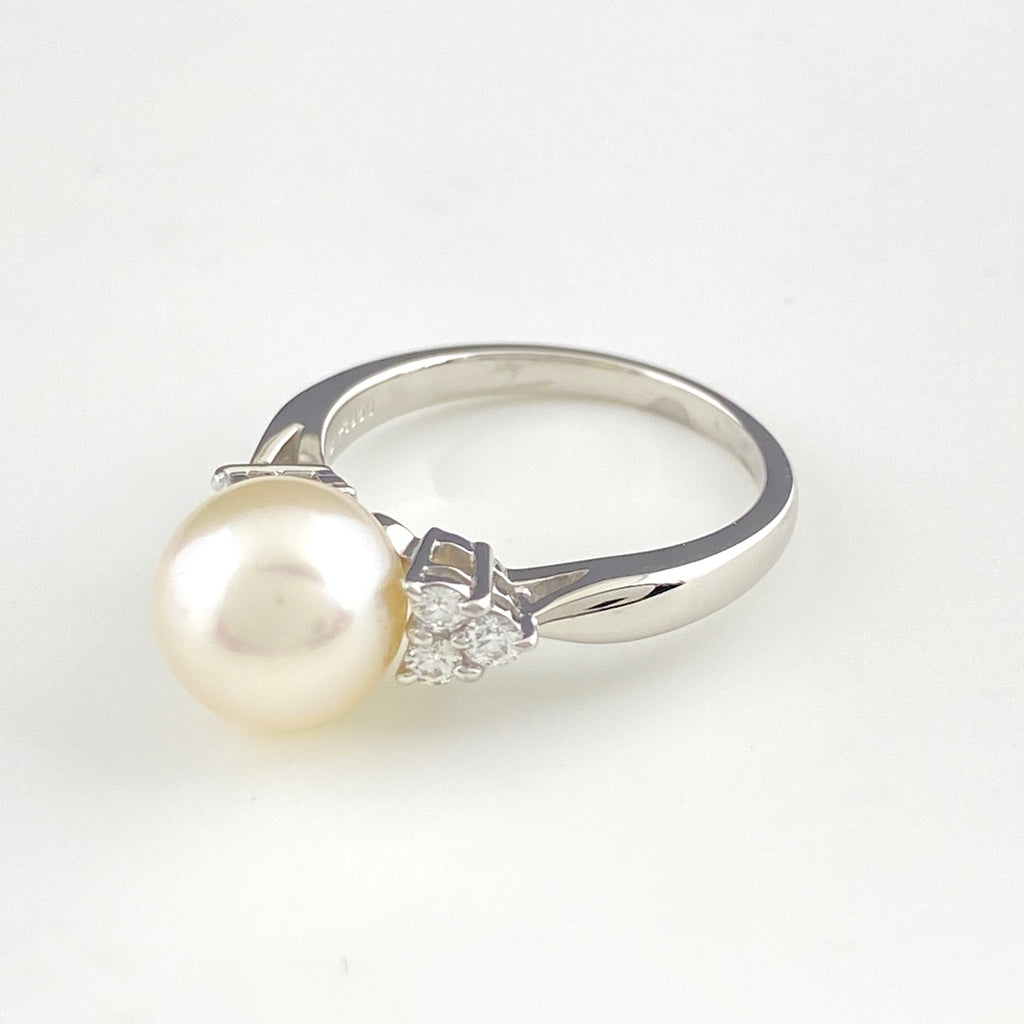 ミキモト パール デザインリング プラチナ 指輪 メレダイヤ 真珠 リング 11号 Pt950 パール ダイヤモンド レディース 【中古】brjwl