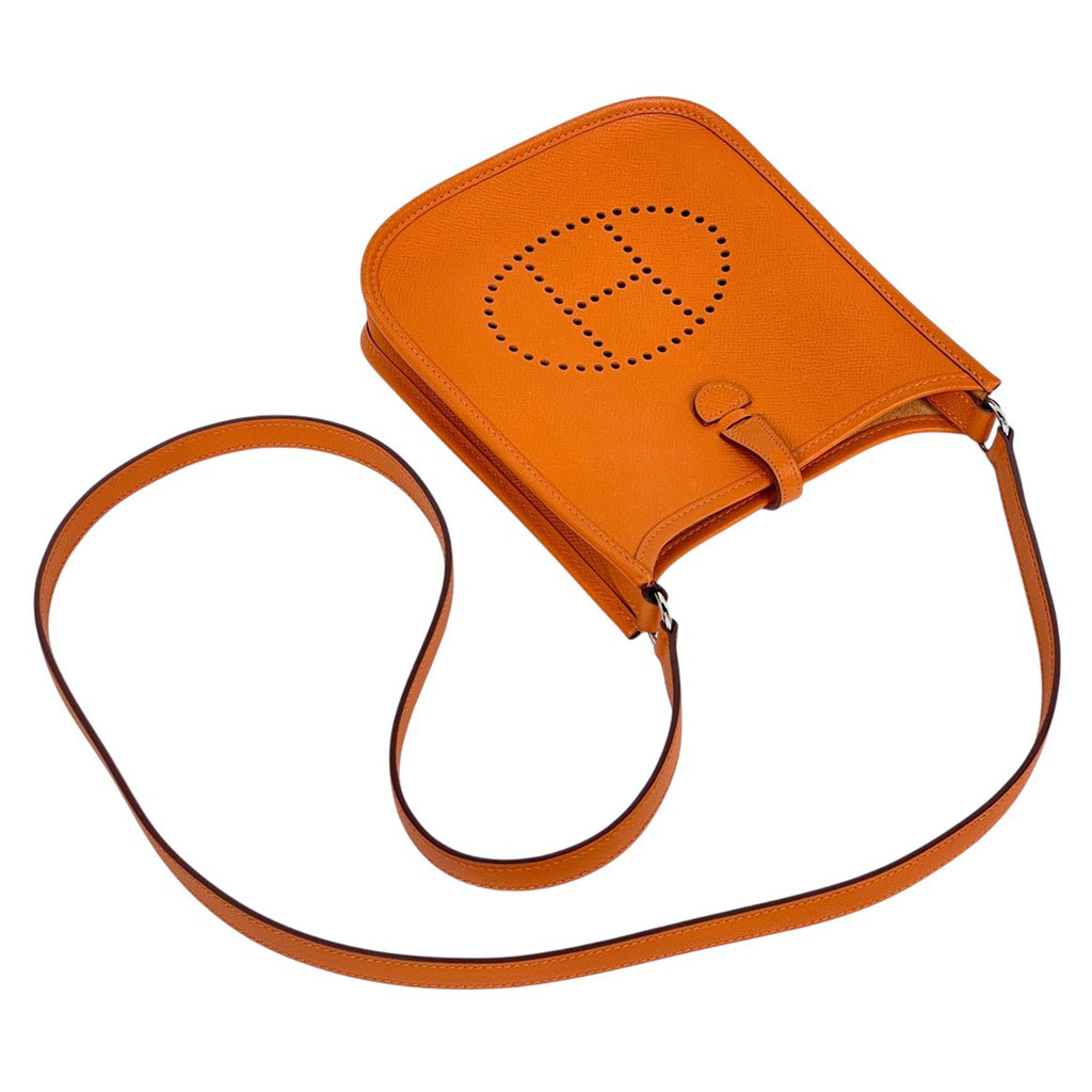 エルメス エヴリン TPM アマゾン ポシェット ミニ パンチング ショルダーバッグ ヴォーエプソン フー(オレンジ) □L レディース 【中古】brbag
