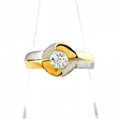 ダイヤモンド デザインリング プラチナ YG イエローゴールド 指輪 リング 11号 Pt900 K18 ダイヤモンド レディース ノンブランドジュエリー 【中古】nbjwl