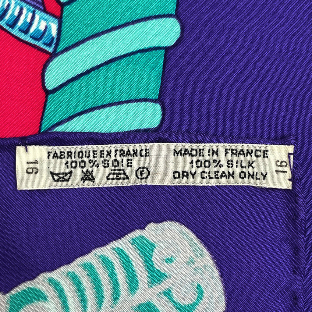 エルメス カレ 90 Etendards et Bonnieres 旗 スカーフ シルク パープル マルチカラー レディース 【中古】brbag