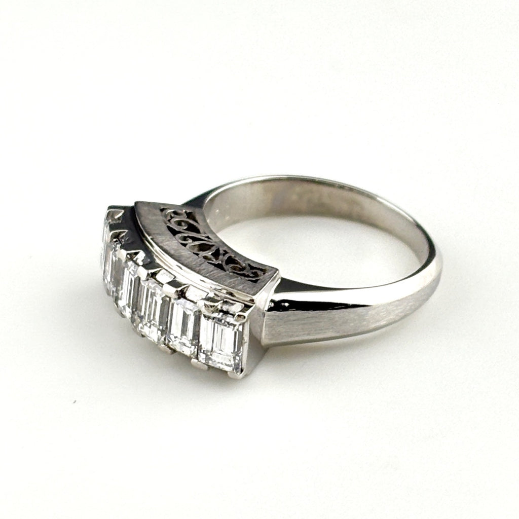 メレダイヤ デザインリング プラチナ 指輪 リング 7.5号 Pt900 ダイヤモンド レディース 【中古】nbjwl