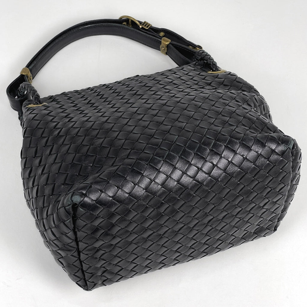 ボッテガヴェネタ イントレチャート ハンドバッグ ナッパ ハンドバッグ レザー ブラック レディース 【中古】brbag