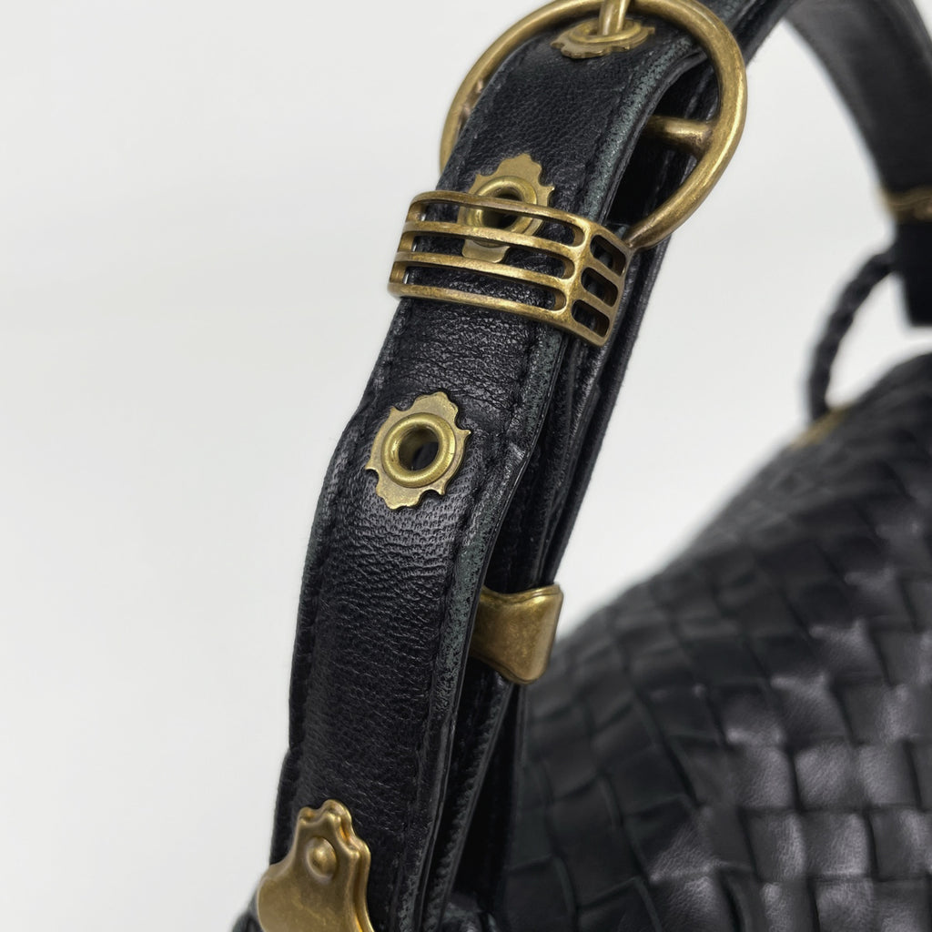 ボッテガヴェネタ イントレチャート ハンドバッグ ナッパ ハンドバッグ レザー ブラック レディース 【中古】brbag