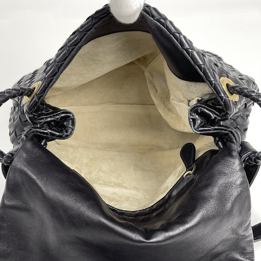 ボッテガヴェネタ イントレチャート ハンドバッグ ナッパ ハンドバッグ レザー ブラック レディース 【中古】brbag