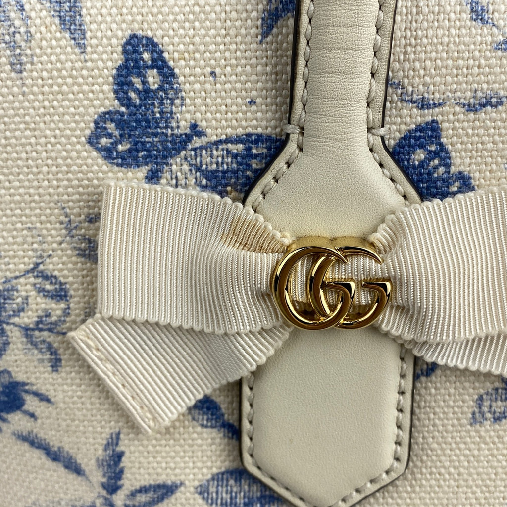 グッチ ハーバリウム トートバッグ ハンドバッグ 花柄 GGリボン トートバッグ GGキャンバス オフホワイト 432684 レディース 【中古】brbag