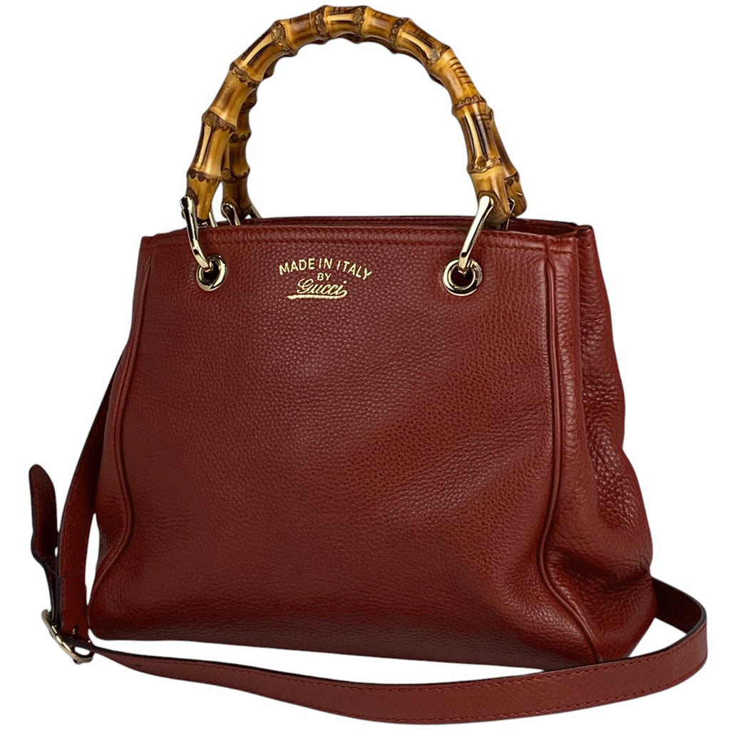 グッチ バンブー スモール ショッパー ハンドバッグ 2WAY ショルダーバッグ ハンドバッグ レザー レッド 336032 レディース 【中古】brbag