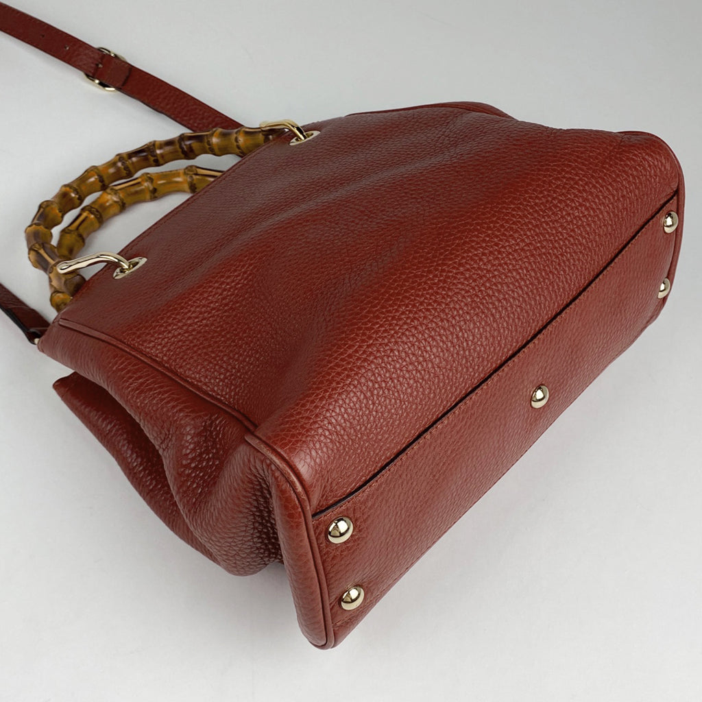 グッチ バンブー スモール ショッパー ハンドバッグ 2WAY ショルダーバッグ ハンドバッグ レザー レッド 336032 レディース 【中古】brbag