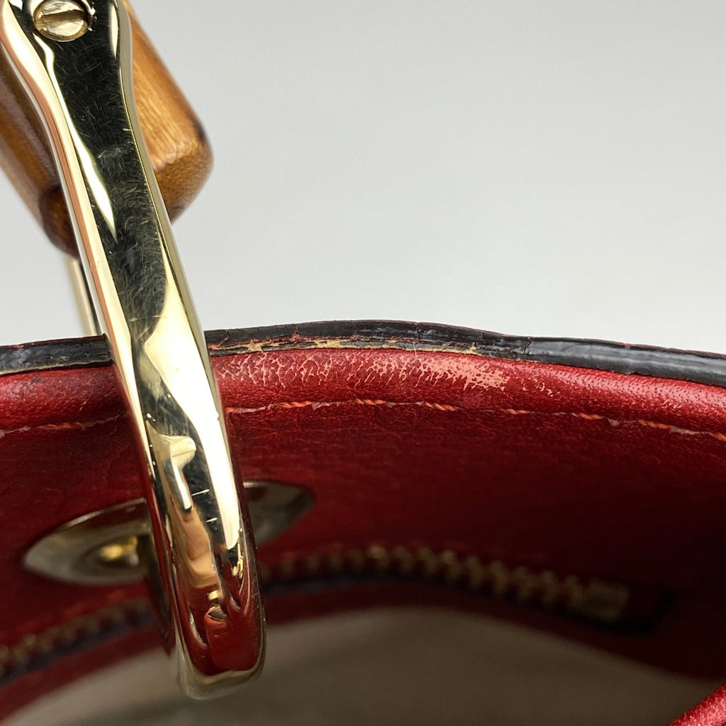 グッチ バンブー スモール ショッパー ハンドバッグ 2WAY ショルダーバッグ ハンドバッグ レザー レッド 336032 レディース 【中古】brbag