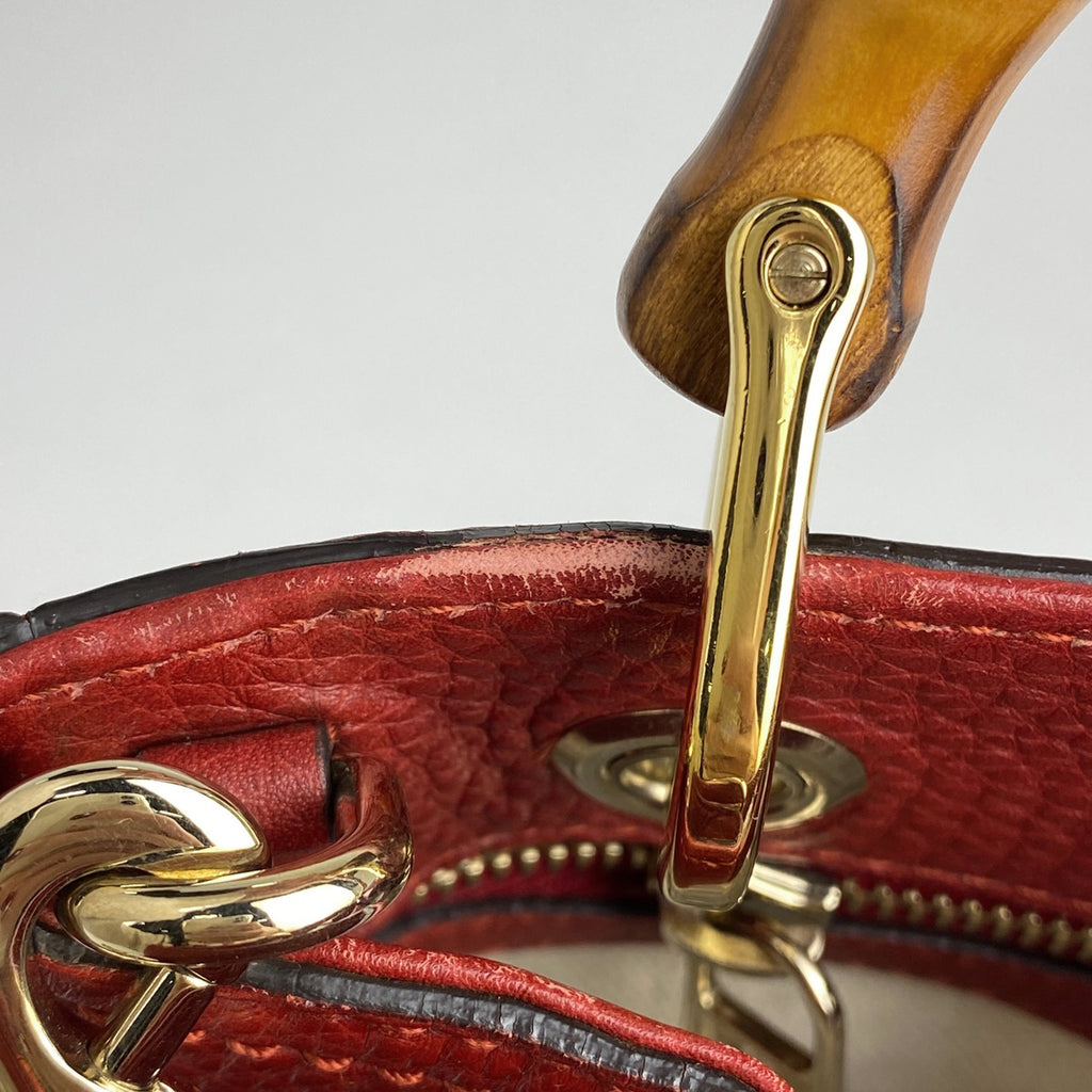 グッチ バンブー スモール ショッパー ハンドバッグ 2WAY ショルダーバッグ ハンドバッグ レザー レッド 336032 レディース 【中古】brbag