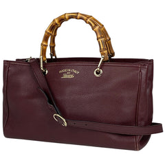 グッチ バンブー ショッパー ミディアム ハンドバッグ 2WAY ショルダーバッグ ハンドバッグ レザー ボルドー 323660 レディース 【中古】brbag