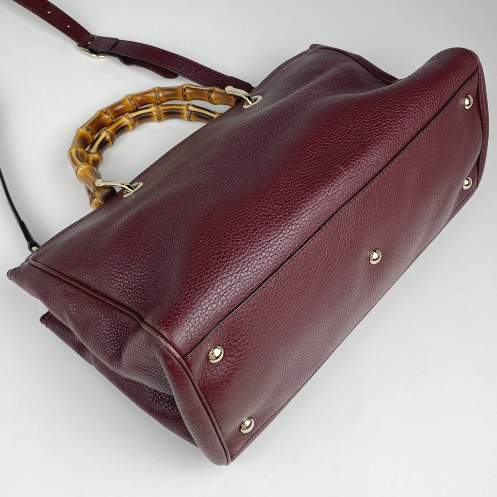 グッチ バンブー ショッパー ミディアム ハンドバッグ 2WAY ショルダーバッグ ハンドバッグ レザー ボルドー 323660 レディース 【中古】brbag