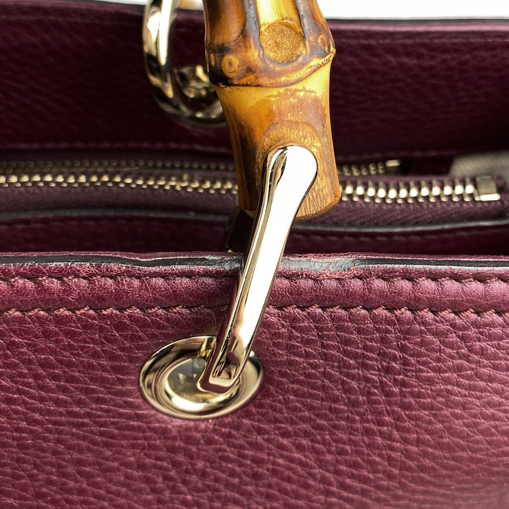 グッチ バンブー ショッパー ミディアム ハンドバッグ 2WAY ショルダーバッグ ハンドバッグ レザー ボルドー 323660 レディース 【中古】brbag