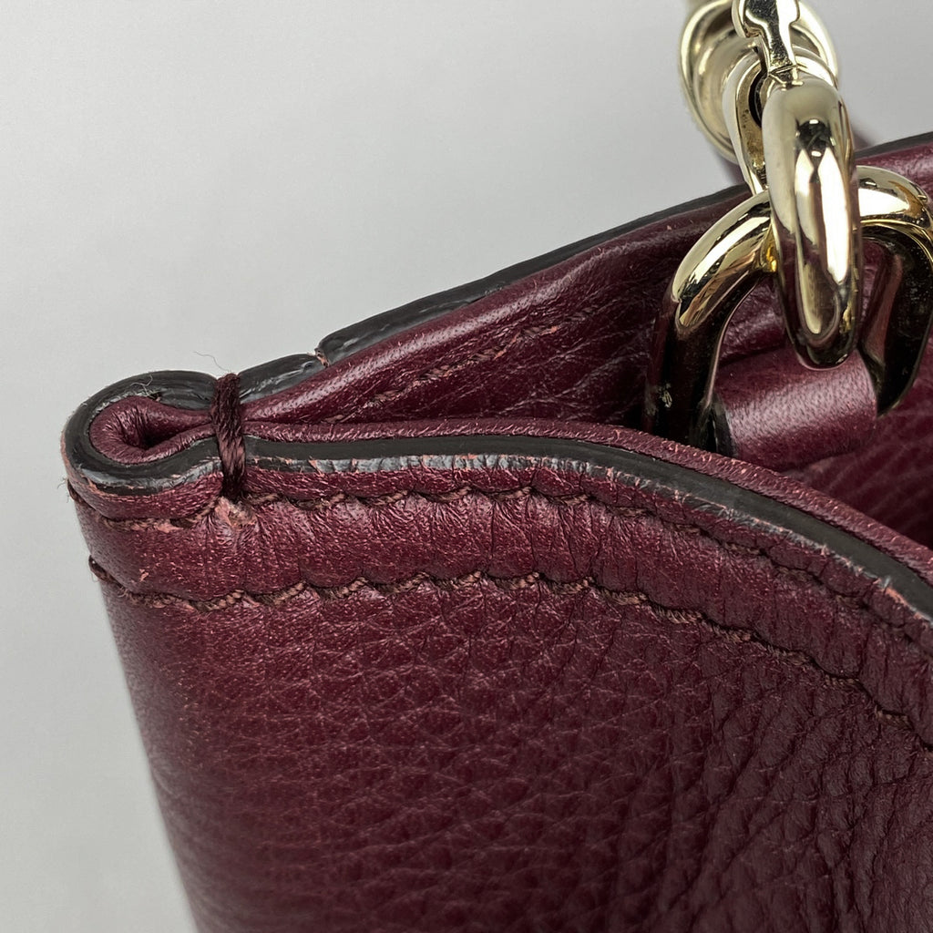 グッチ バンブー ショッパー ミディアム ハンドバッグ 2WAY ショルダーバッグ ハンドバッグ レザー ボルドー 323660 レディース 【中古】brbag