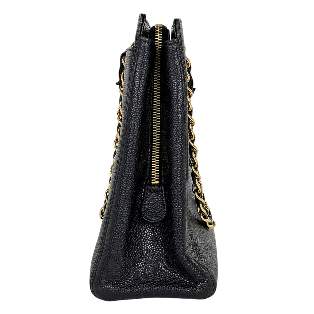 シャネル ロゴ チェーン トートバッグ ハンドバッグ トートバッグ レザー ブラック A08913 レディース 【中古】brbag