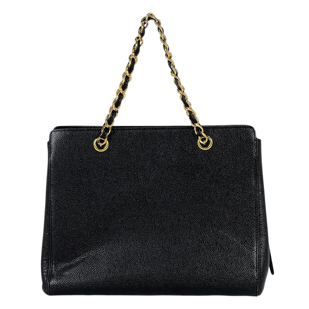 シャネル ロゴ チェーン トートバッグ ハンドバッグ トートバッグ レザー ブラック A08913 レディース 【中古】brbag