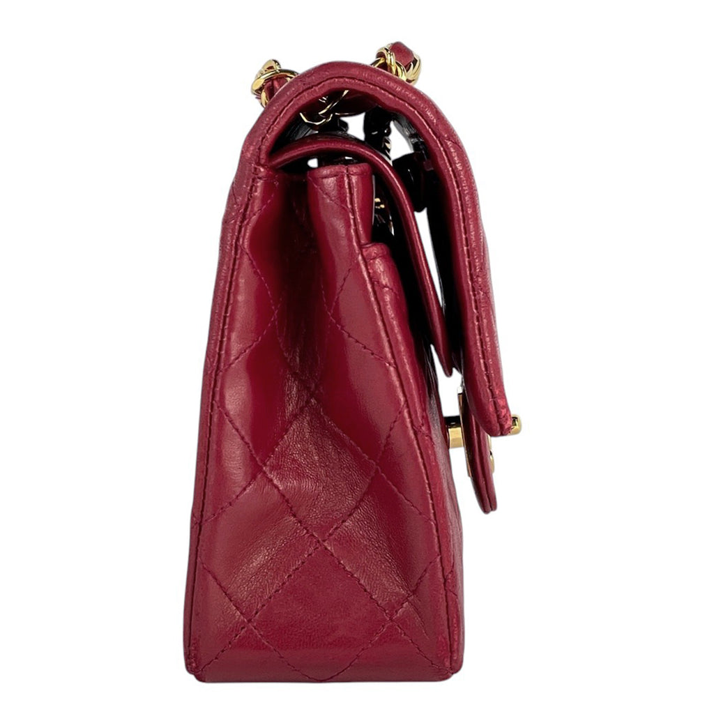 シャネル マトラッセ Wフラップ チェーン ショルダーバッグ ココマーク ショルダーバッグ レザー レッド A01113 レディース 【中古】brbag