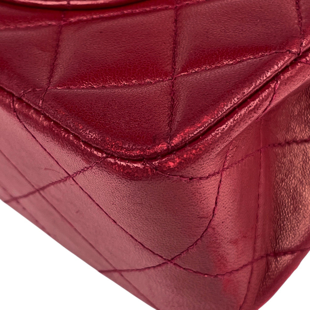 シャネル マトラッセ Wフラップ チェーン ショルダーバッグ ココマーク ショルダーバッグ レザー レッド A01113 レディース 【中古】brbag