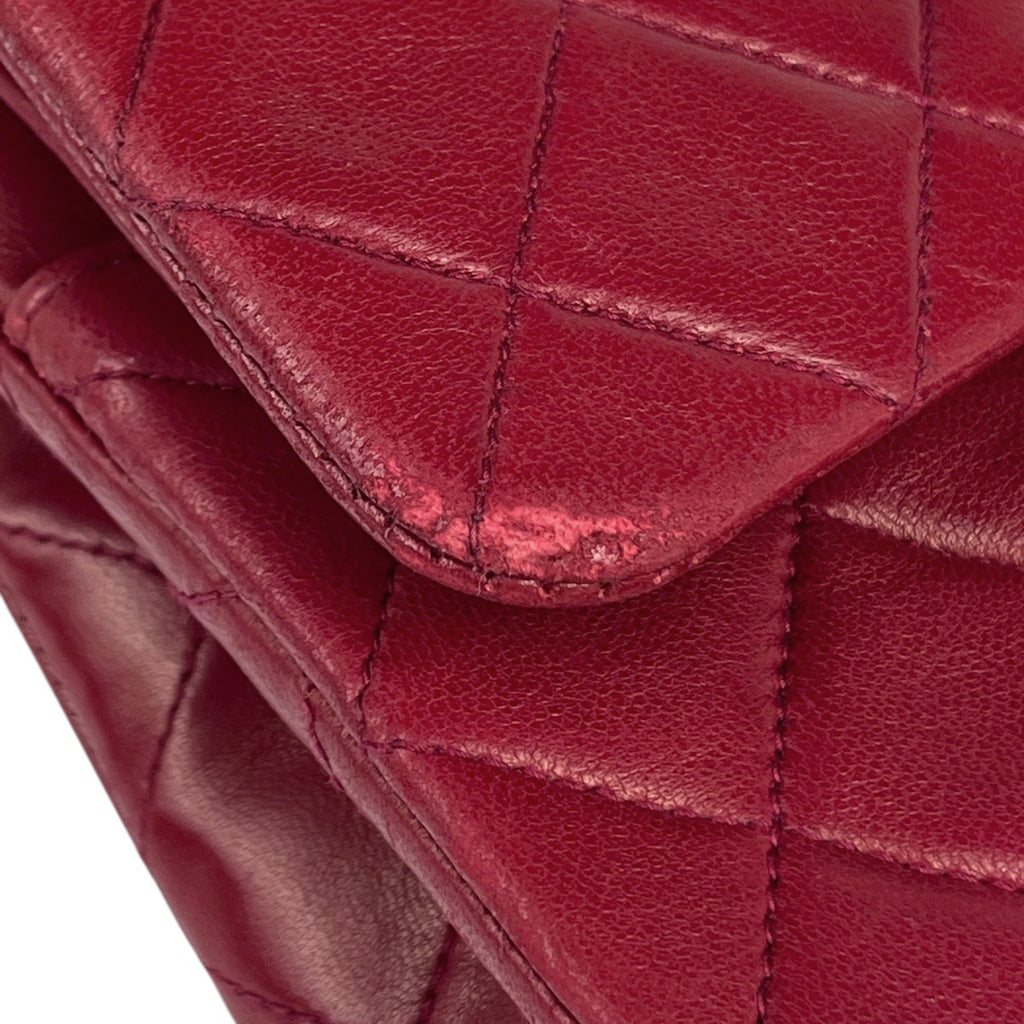 シャネル マトラッセ Wフラップ チェーン ショルダーバッグ ココマーク ショルダーバッグ レザー レッド A01113 レディース 【中古】brbag