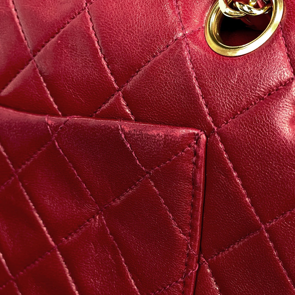 シャネル マトラッセ Wフラップ チェーン ショルダーバッグ ココマーク ショルダーバッグ レザー レッド A01113 レディース 【中古】brbag