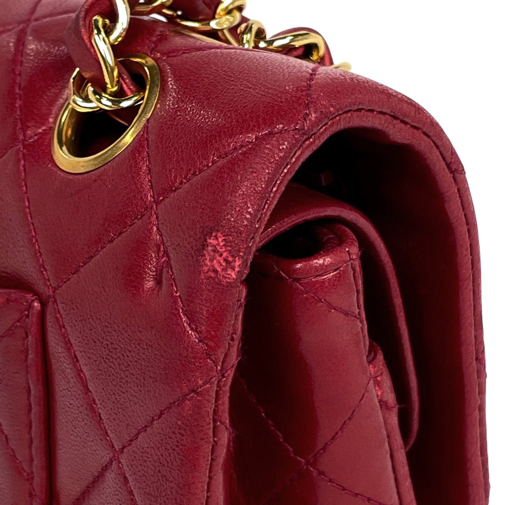 シャネル マトラッセ Wフラップ チェーン ショルダーバッグ ココマーク ショルダーバッグ レザー レッド A01113 レディース 【中古】brbag