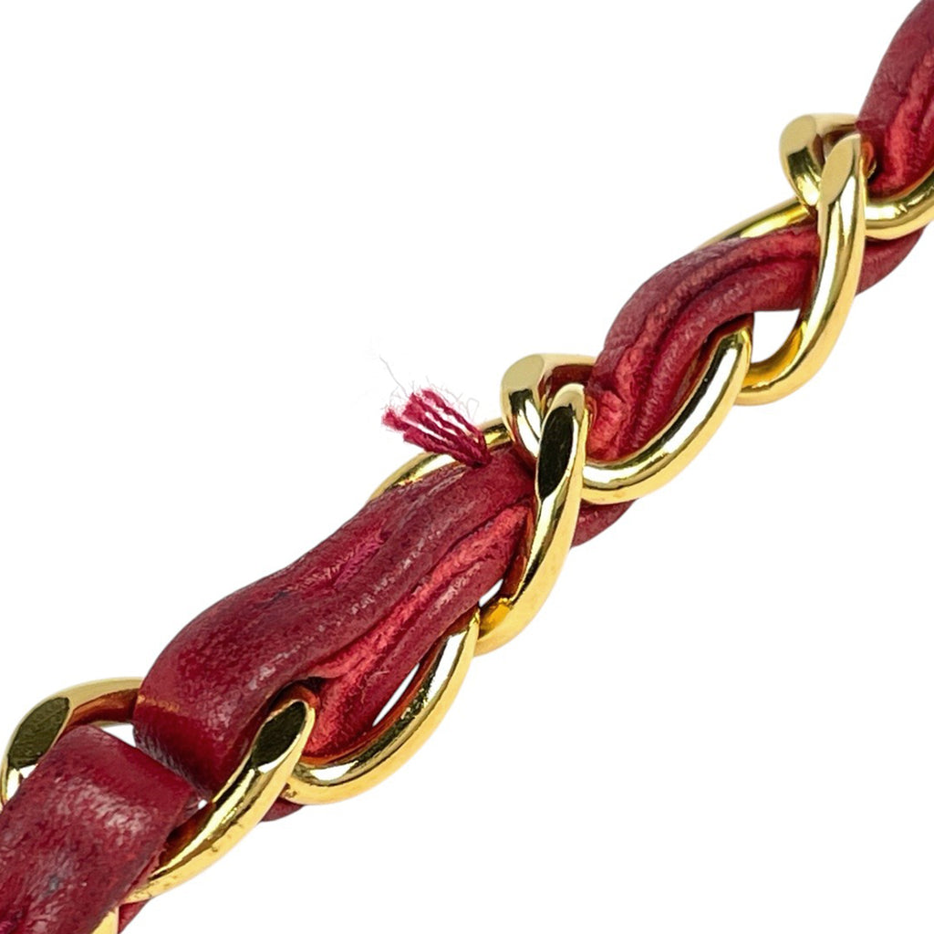 シャネル マトラッセ Wフラップ チェーン ショルダーバッグ ココマーク ショルダーバッグ レザー レッド A01113 レディース 【中古】brbag