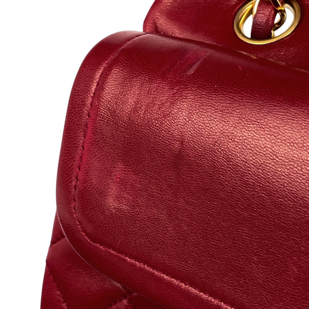 シャネル マトラッセ Wフラップ チェーン ショルダーバッグ ココマーク ショルダーバッグ レザー レッド A01113 レディース 【中古】brbag