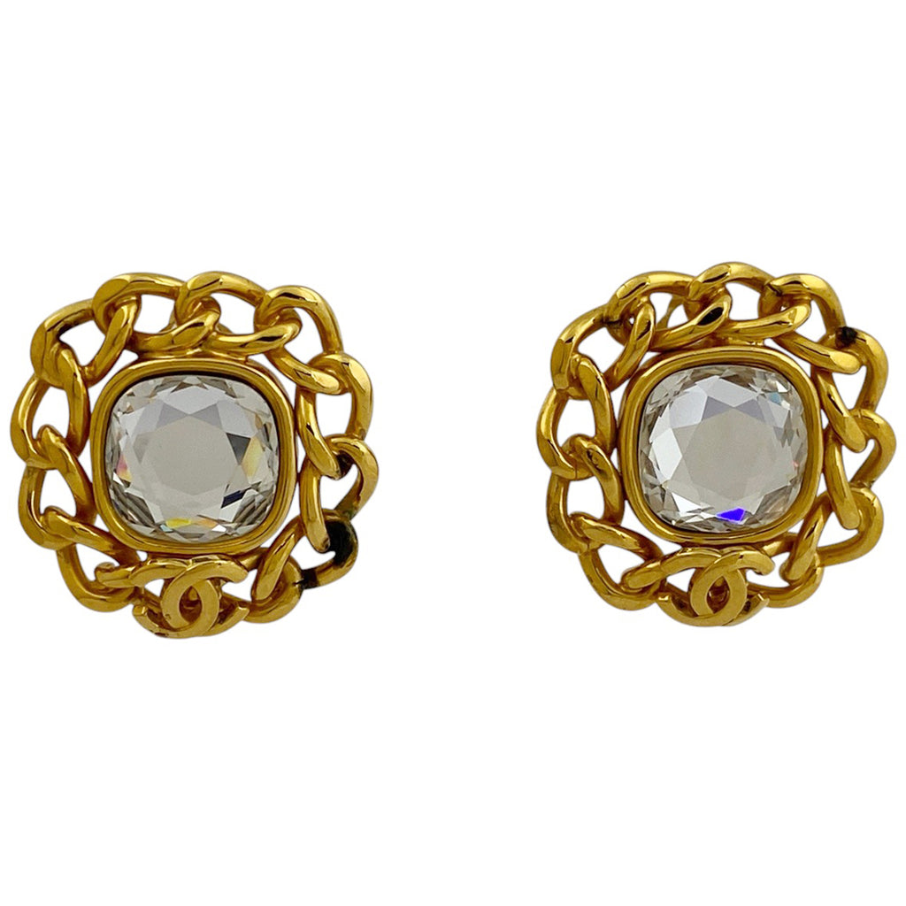 シャネル ココマーク ラインストーン イヤリング チェーン イヤリング GP ゴールド レディース 【中古】bracc