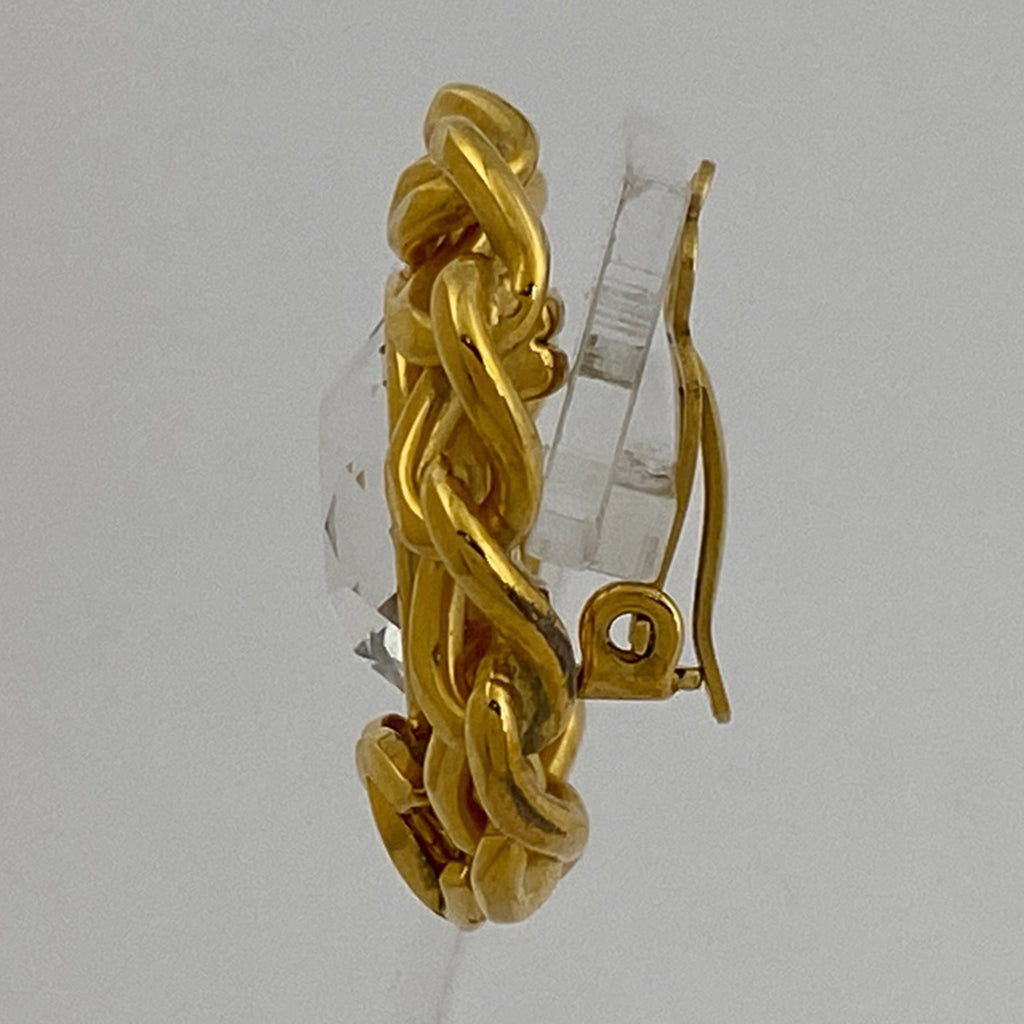 シャネル ココマーク ラインストーン イヤリング チェーン イヤリング GP ゴールド レディース 【中古】bracc