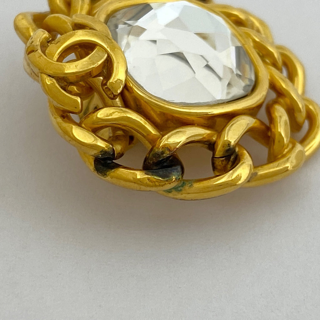 シャネル ココマーク ラインストーン イヤリング チェーン イヤリング GP ゴールド レディース 【中古】bracc