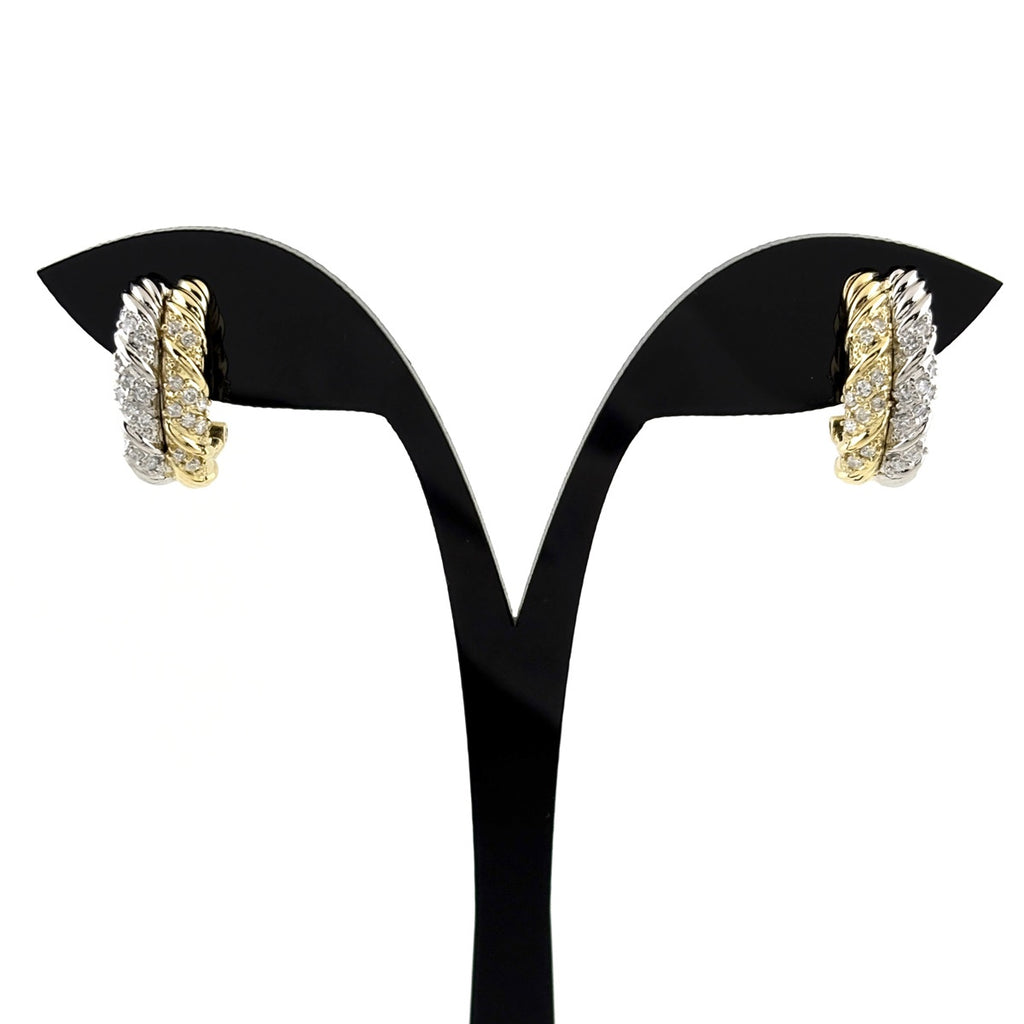 メレダイヤ デザインイヤリング YG イエローゴールド プラチナ ピアス 2way イヤリング K18 Pt900 ダイヤモンド レディース 【中古】nbjwl