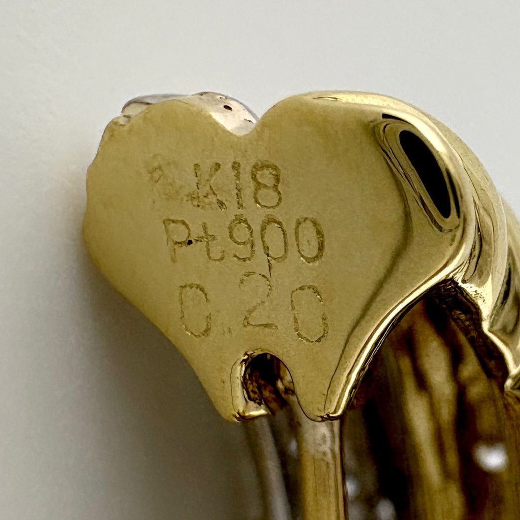 メレダイヤ デザインイヤリング YG イエローゴールド プラチナ ピアス 2way イヤリング K18 Pt900 ダイヤモンド レディース 【中古】nbjwl