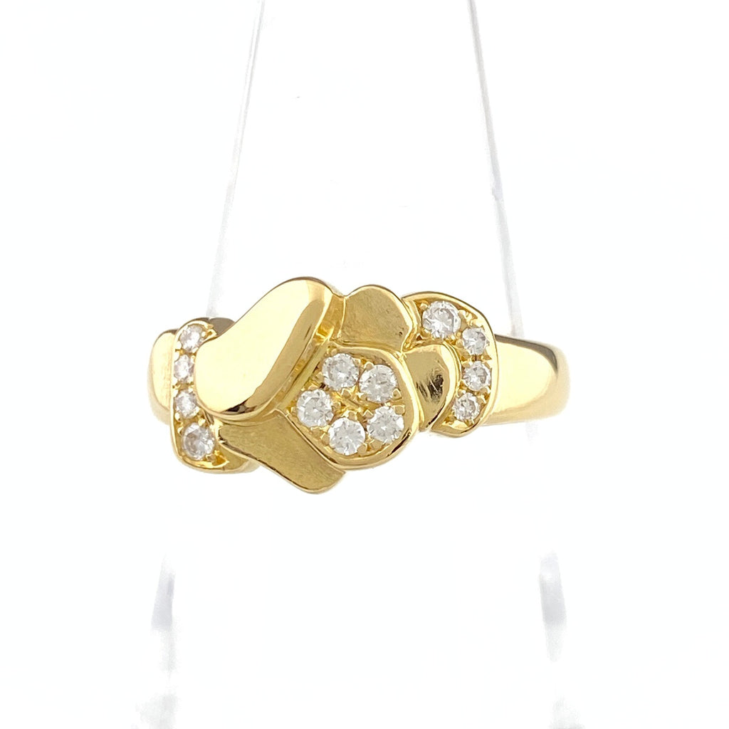 ポーラ フラワーモチーフ デザインリング YG イエローゴールド 指輪 メレダイヤ 花 リング 12.5号 750 ダイヤモンド レディース 【中古】brjwl