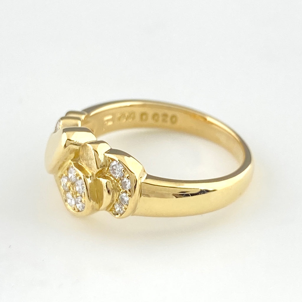 ポーラ フラワーモチーフ デザインリング YG イエローゴールド 指輪 メレダイヤ 花 リング 12.5号 750 ダイヤモンド レディース 【中古】brjwl