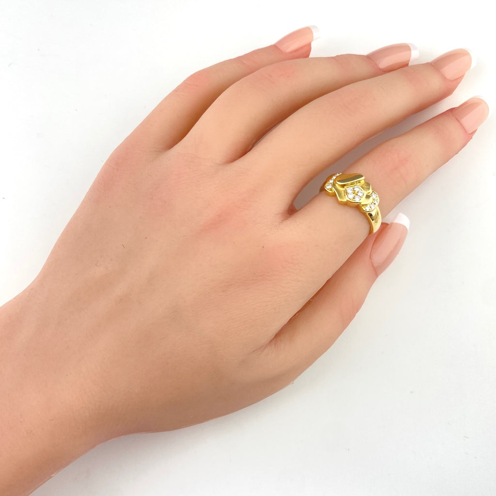 ポーラ フラワーモチーフ デザインリング YG イエローゴールド 指輪 メレダイヤ 花 リング 12.5号 750 ダイヤモンド レディース 【中古】brjwl