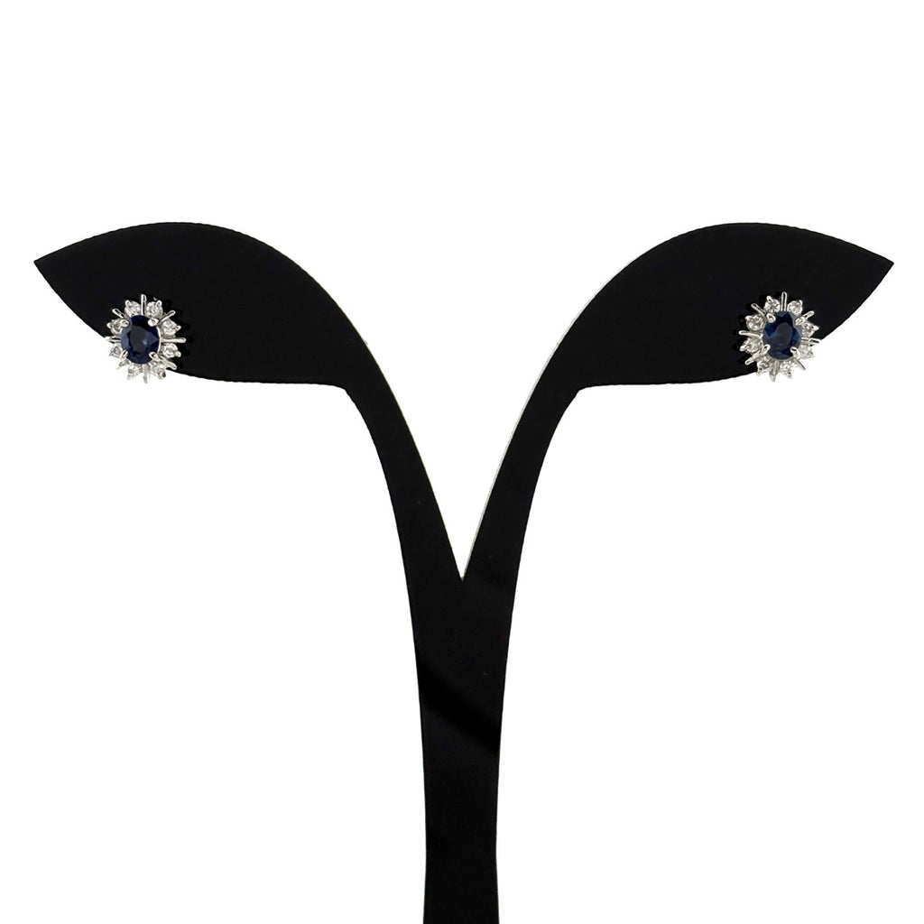 サファイア デザインピアス プラチナ メレダイヤ ピアス Pt900 サファイア ダイヤモンド レディース 【中古】nbjwl