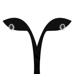 サファイア デザインピアス プラチナ メレダイヤ ピアス Pt900 サファイア ダイヤモンド レディース 【中古】nbjwl