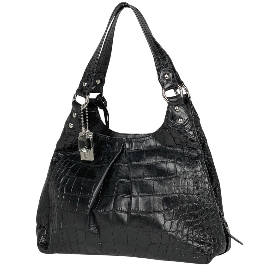 コーチ ロゴ ショルダーバッグ ハンドバッグ 型押し ショルダーバッグ レザー ブラック 14602 レディース 【中古】brbag