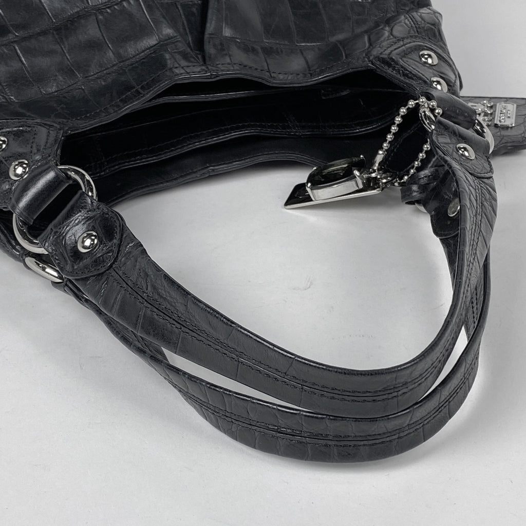 コーチ ロゴ ショルダーバッグ ハンドバッグ 型押し ショルダーバッグ レザー ブラック 14602 レディース 【中古】brbag